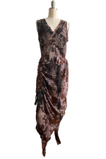 Load image into Gallery viewer, Godfrey Dress in Silk w/ Wallpaper Dye - Brown &amp; Natural - Small
