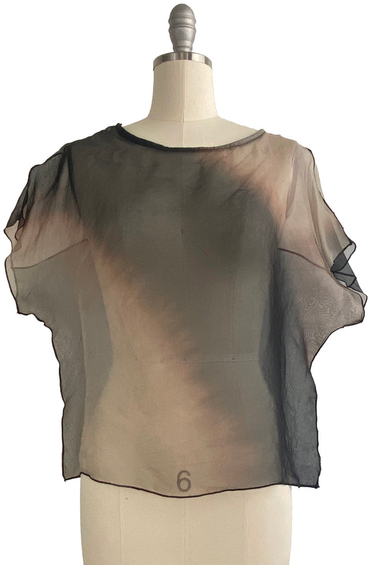 Jen Crop Top w/ Ombre Dye - Black & Natural - Large