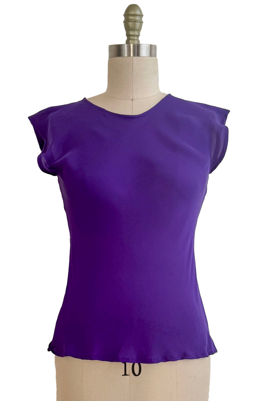 Anne-Marie Bias Top in Silk - Purple - XSmall