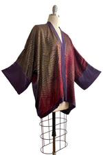 Load image into Gallery viewer, Lucianne Kimono w/ Shibori Arashi Dye - Red, Brown, Purple &amp; Natural

