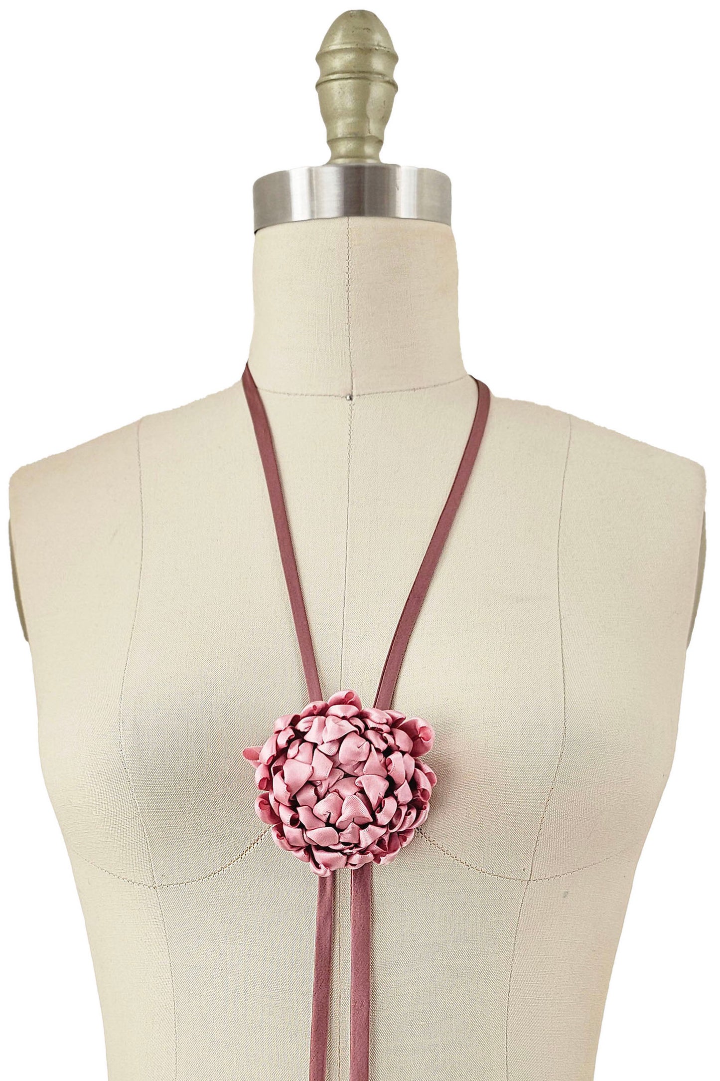 Adriana Bolo Lariat | Tsumami Chrysanthemum | Silk | Pink