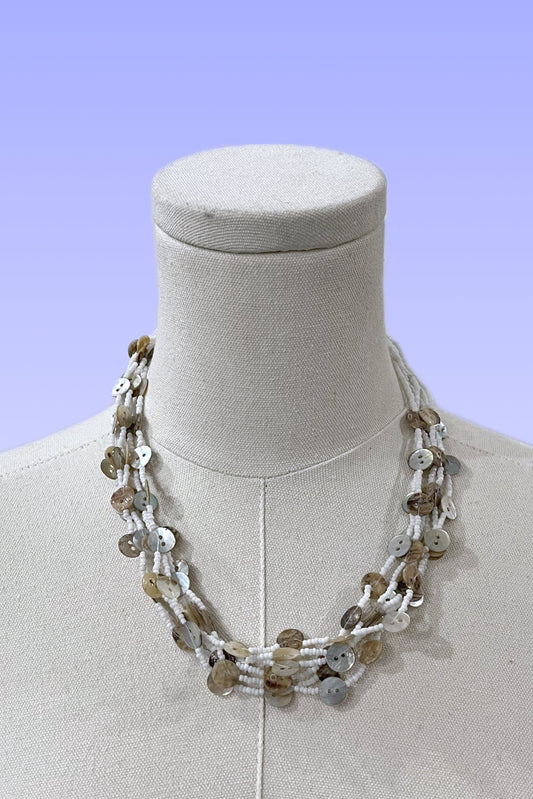 Banker's Button Up Choker - Mother of Pearl Buttons & Seed Beads