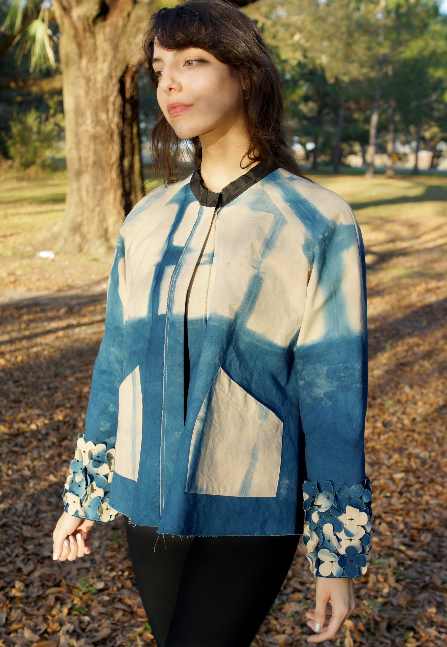 Ariel Jacket w/ Lace Print - Blue & Pink Crunch Dye - Small