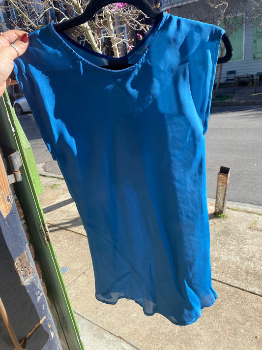 Anne-Marie Bias Top in Silk - Blue - XSmall