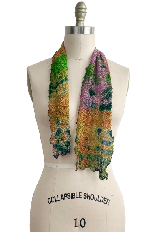 Bubble Silk Mini Scarf - Multi Pink, Orange, Green