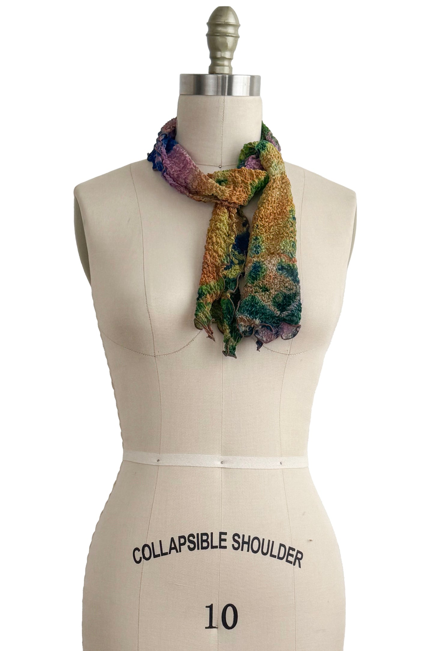 Bubble Silk Mini Scarf - Multi Pink, Orange, Green