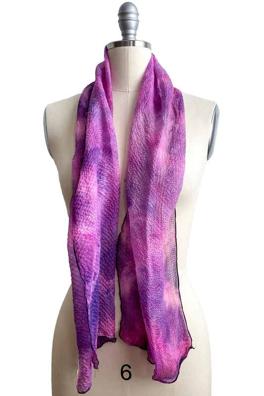 Scarf | Seersucker Silk | Mottled Dye | Purple