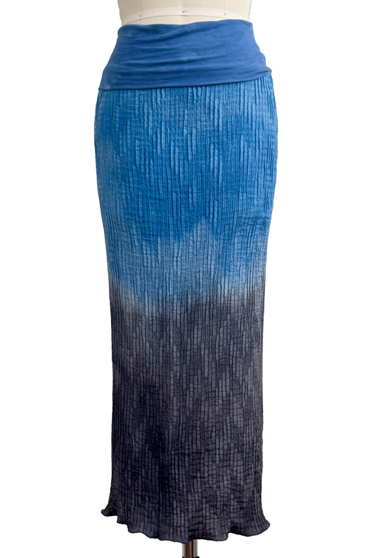 Starboard Skirt | Silk & Organic Cotton Jersey | Ombre Dye | Indigo & Grey | Small