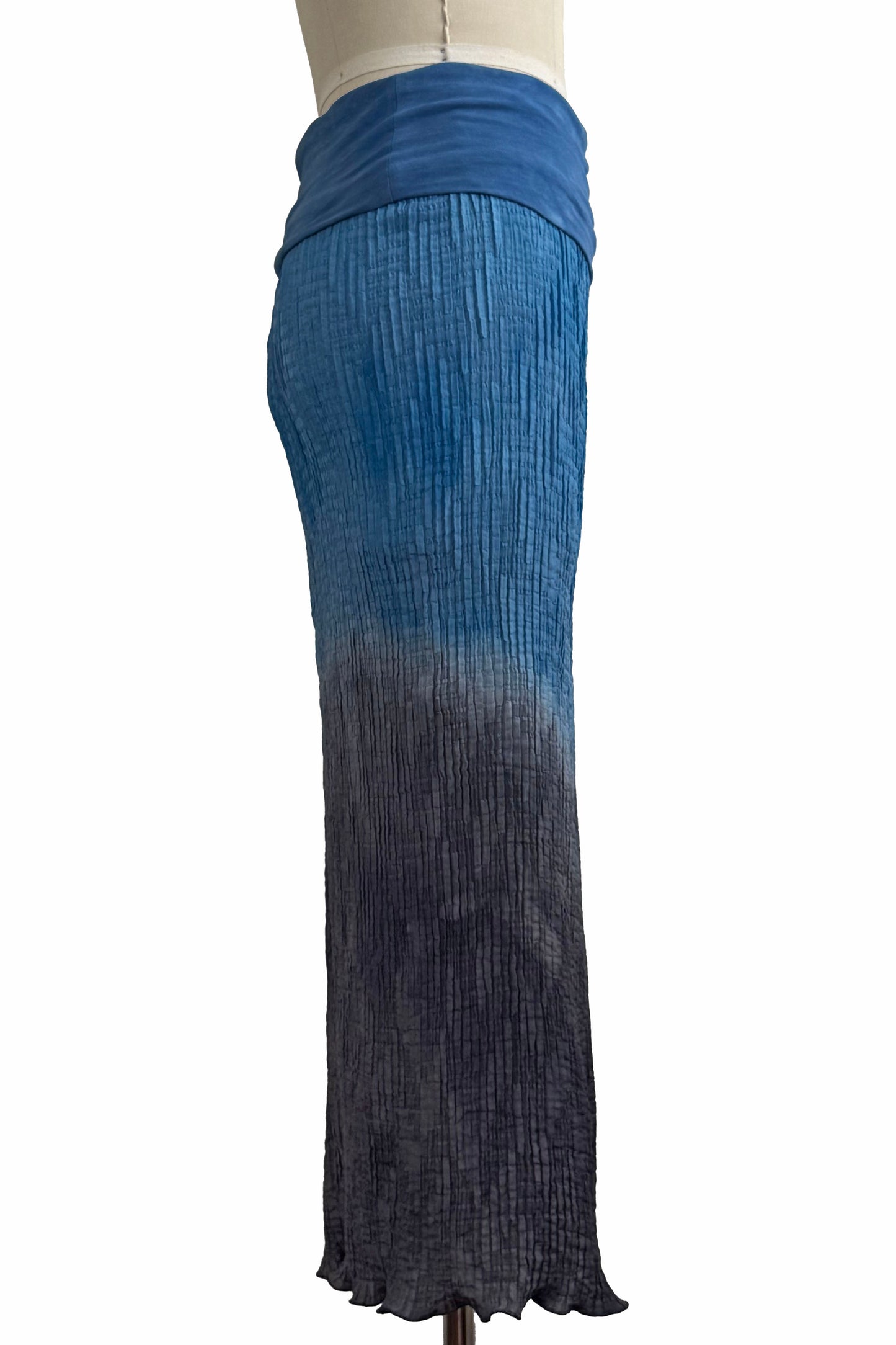 Starboard Skirt | Silk & Organic Cotton Jersey | Ombre Dye | Indigo & Grey | Small