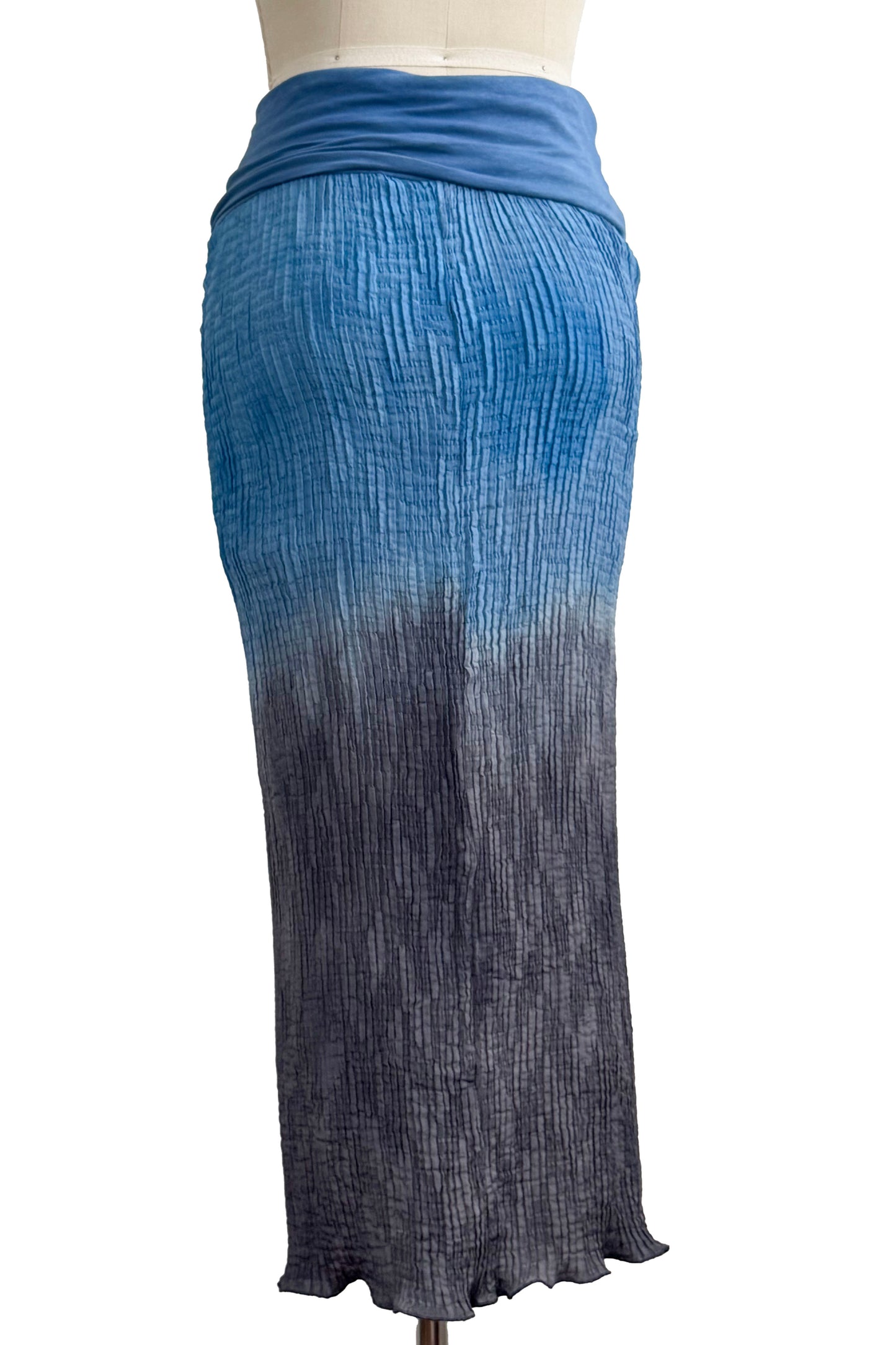 Starboard Skirt | Silk & Organic Cotton Jersey | Ombre Dye | Indigo & Grey | Small