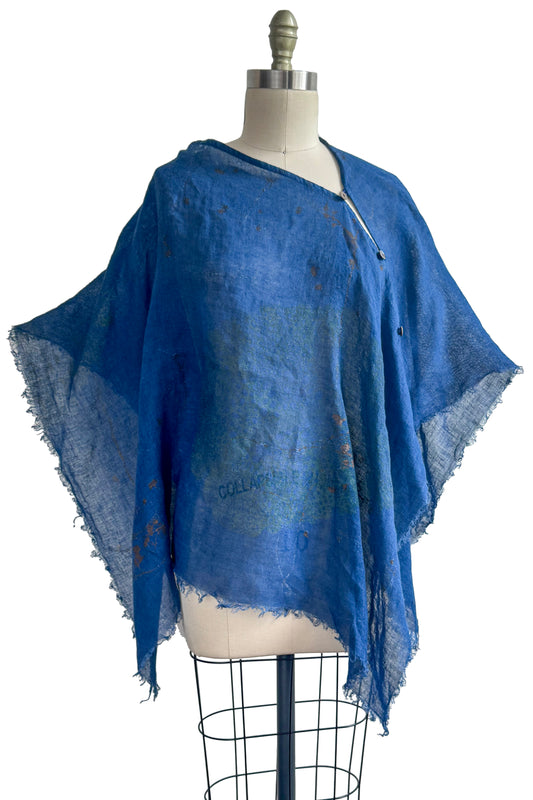 Button Drape - Linen - Indigo