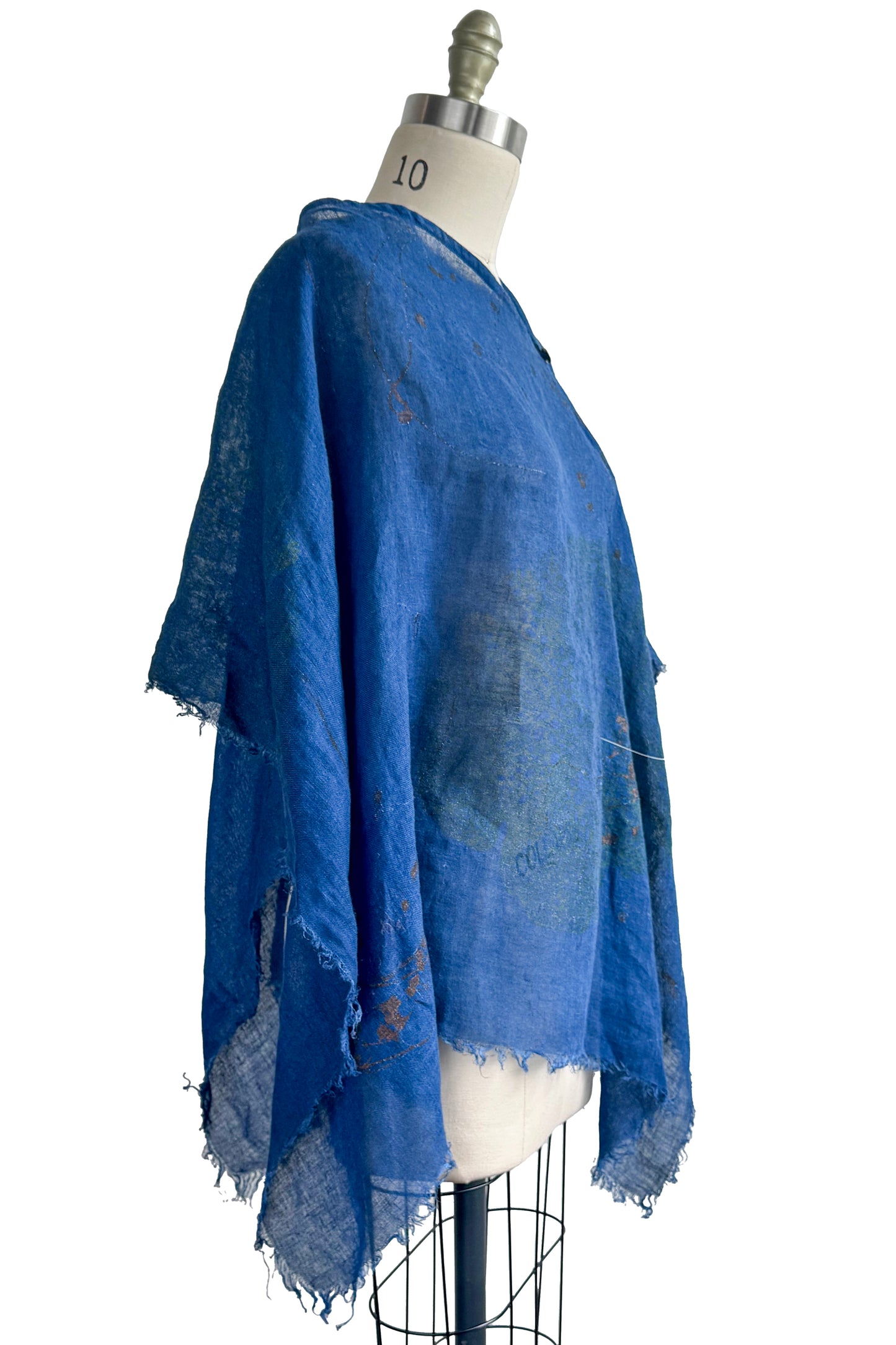 Button Drape - Linen - Indigo