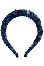 Load image into Gallery viewer, Velvet Headband w/ Beaded Detail - Blue
