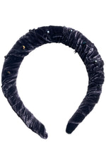 Load image into Gallery viewer, Velvet Headband w/ Beaded Detail - Dark Grey
