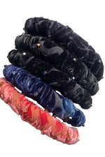Load image into Gallery viewer, Velvet Headband w/ Beaded Detail - Blue
