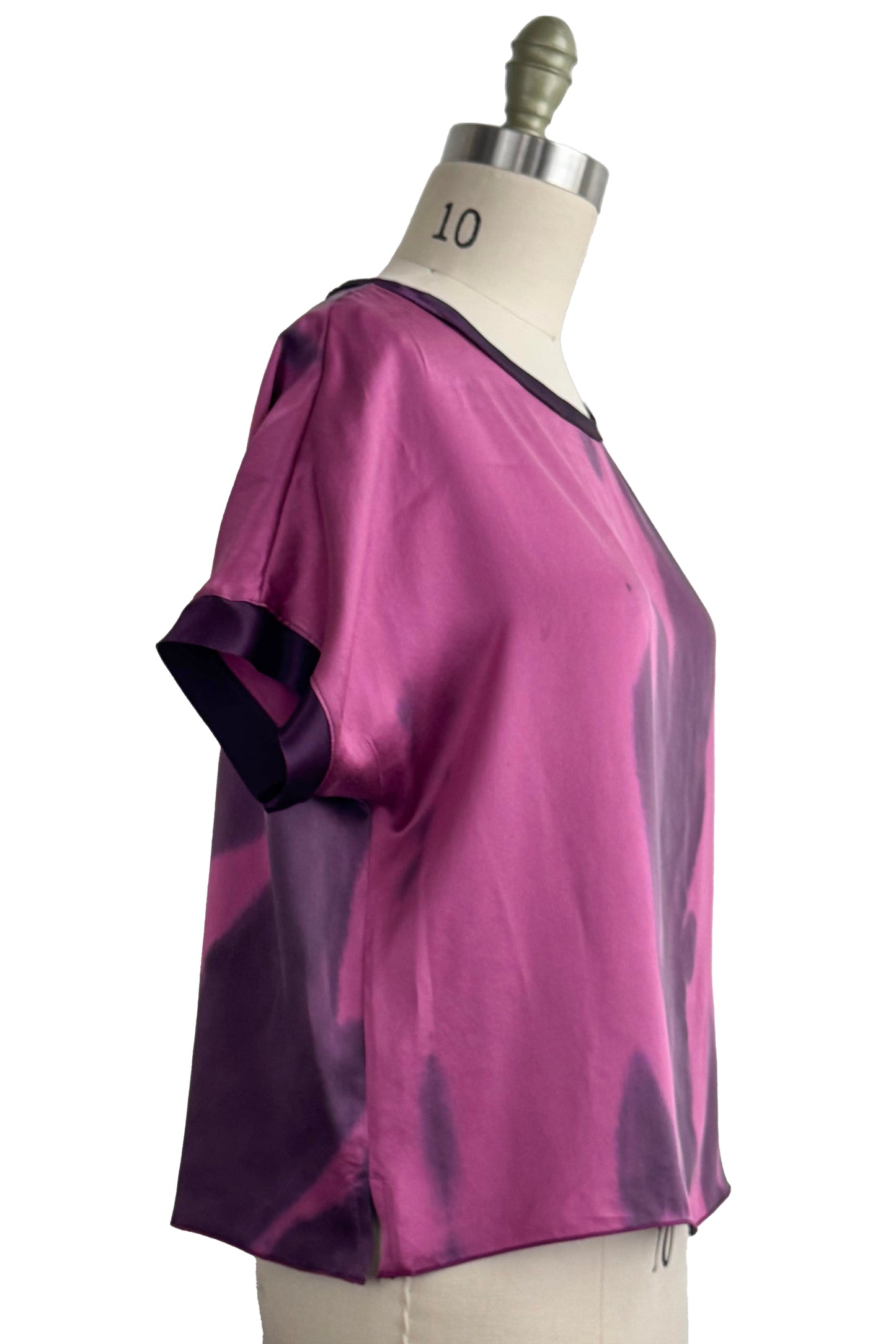 Jen Top - Silk Charmeuse - Painted Dye - Purple & Violet - Medium