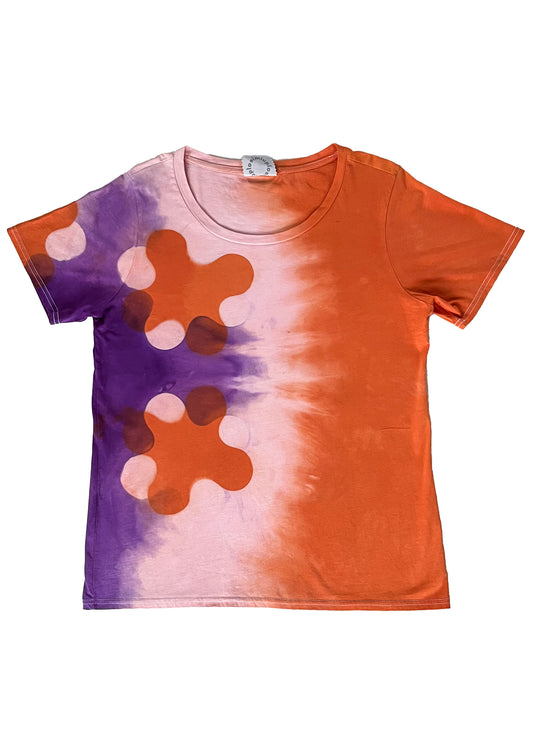 KB x Alquimie Studio T-Shirt w/ Shibori Flower Dye - Orange, Pink & Purple - Women's Large