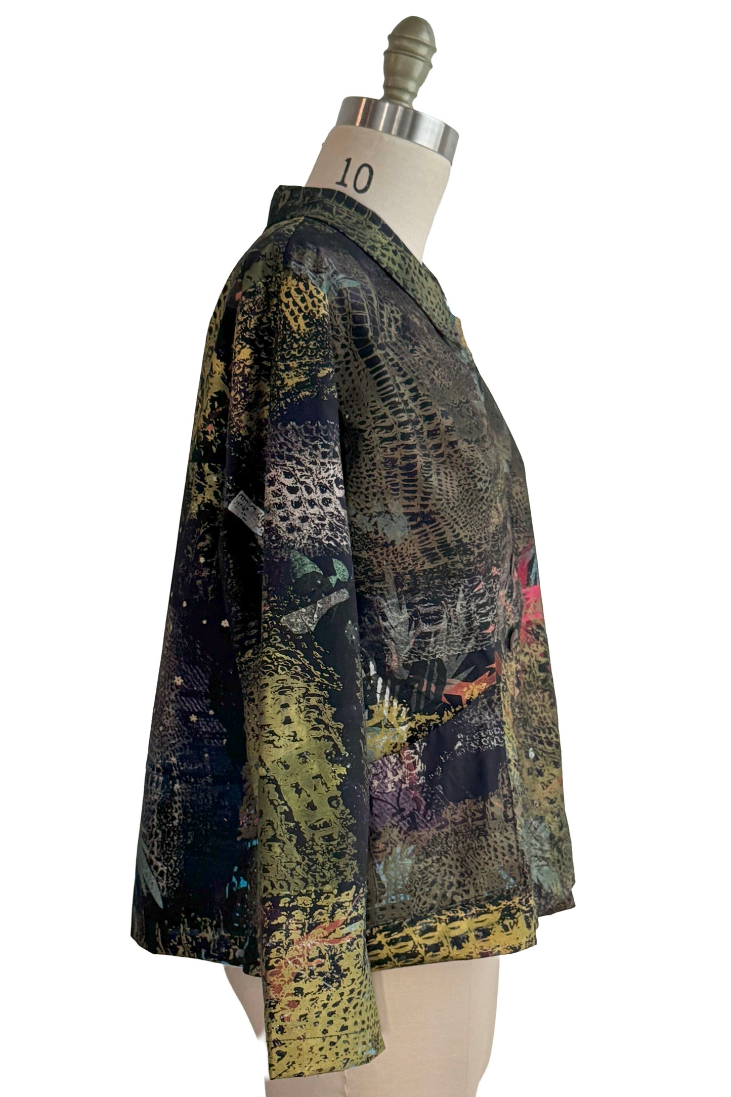 Riding Coat in Cotton w/ Chaos Print - Black - Medium