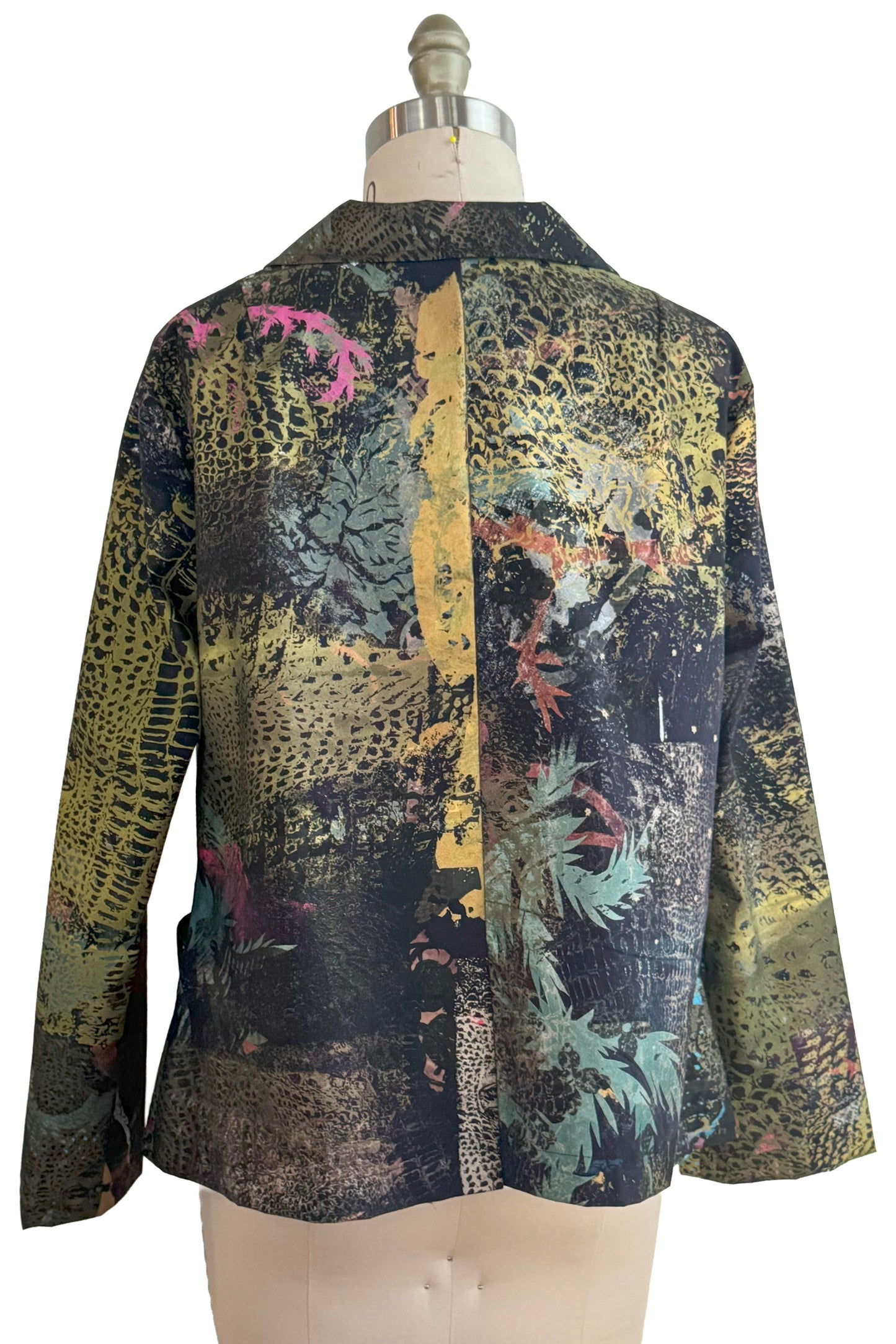 Riding Coat in Cotton w/ Chaos Print - Black - Medium