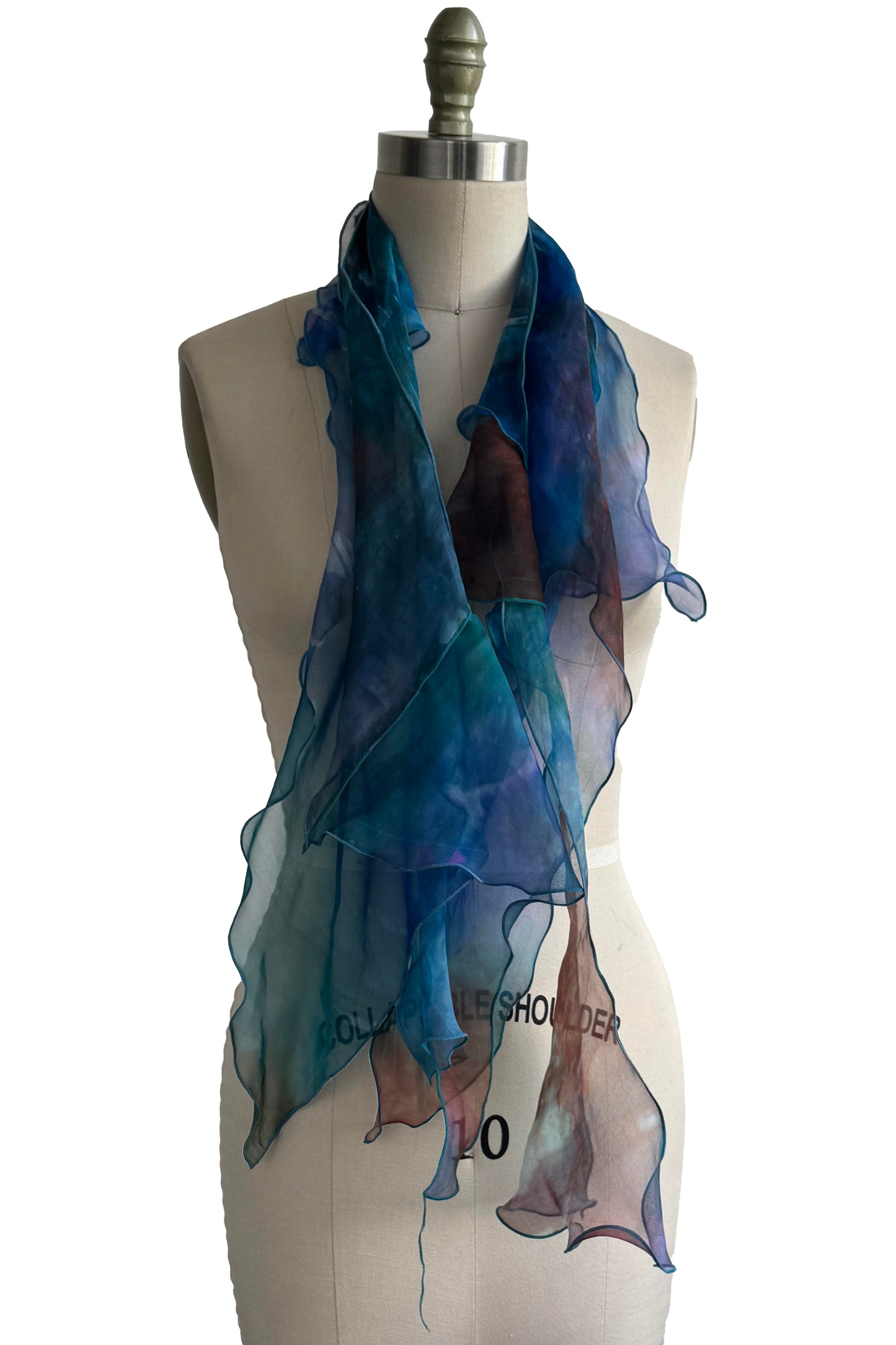 Krazy Scarf in Silk Organza - Painted Blue