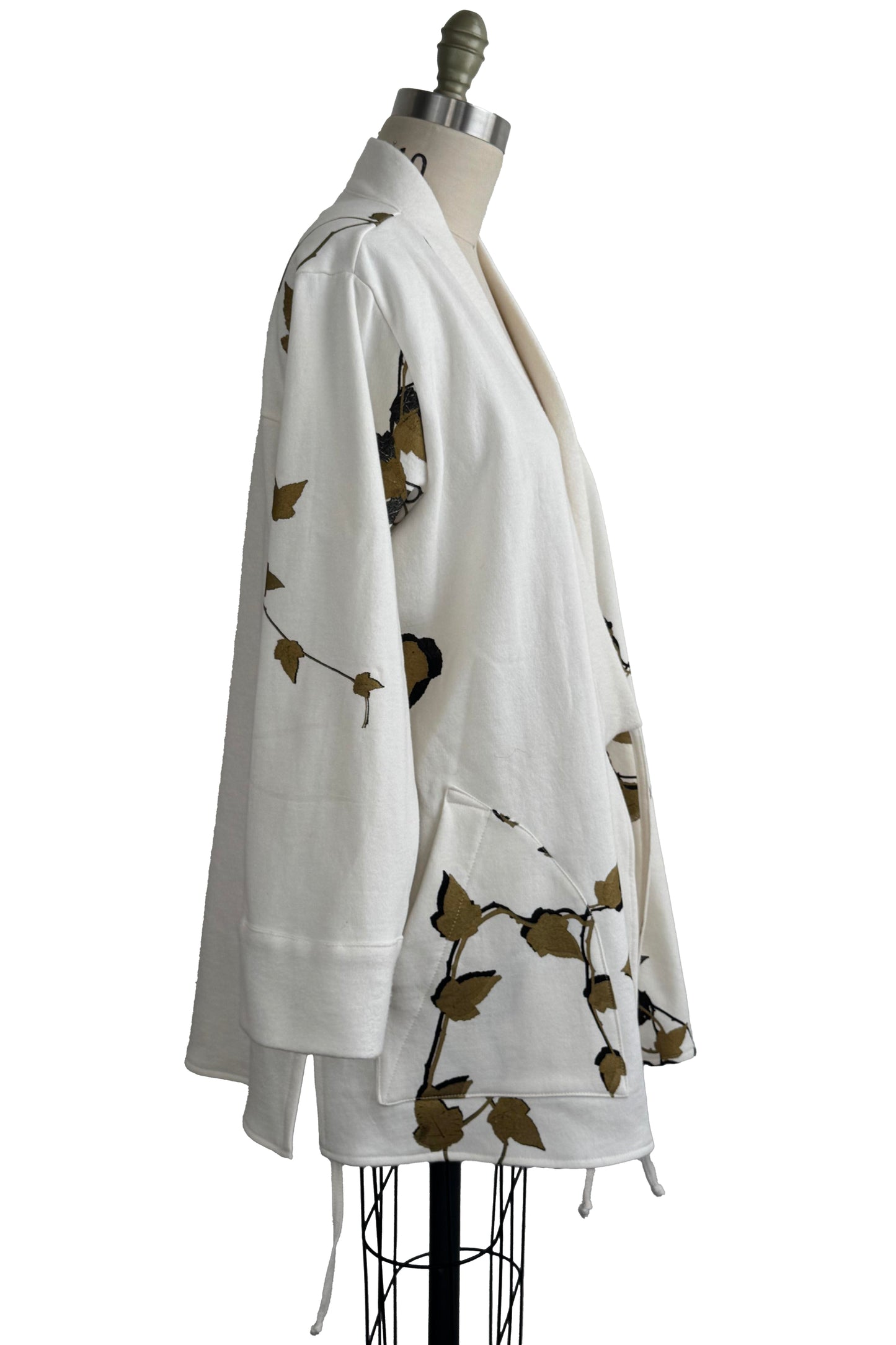 Lounge Kimono Jacket - Vine Print - Off White - Medium