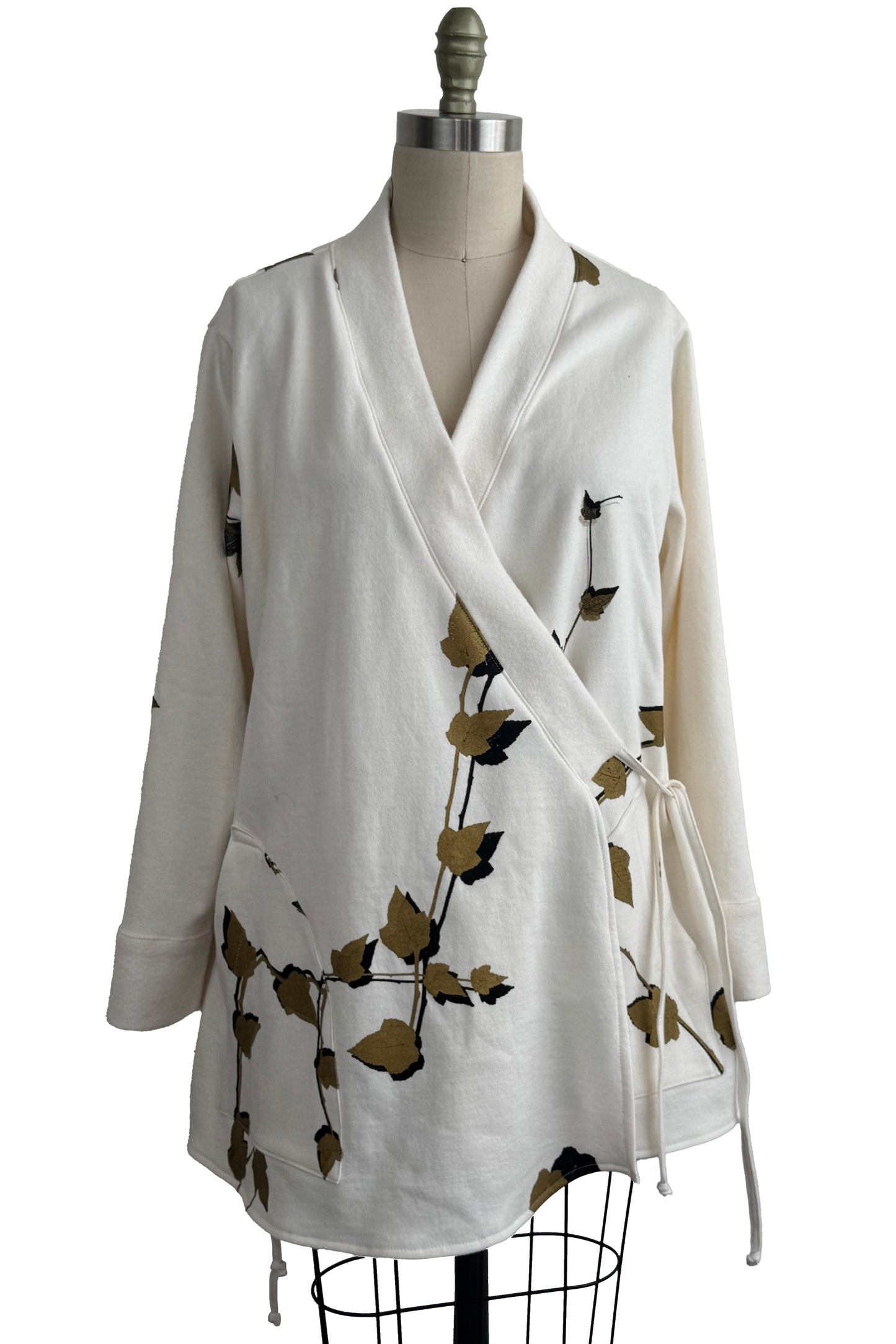 Lounge Kimono Jacket - Vine Print - Off White - Medium