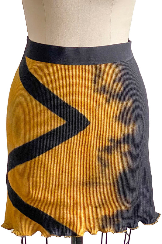 Tube Skirt | Organic Waffle Stretch Cotton | Itajimie Dye | Gold & Black | Medium
