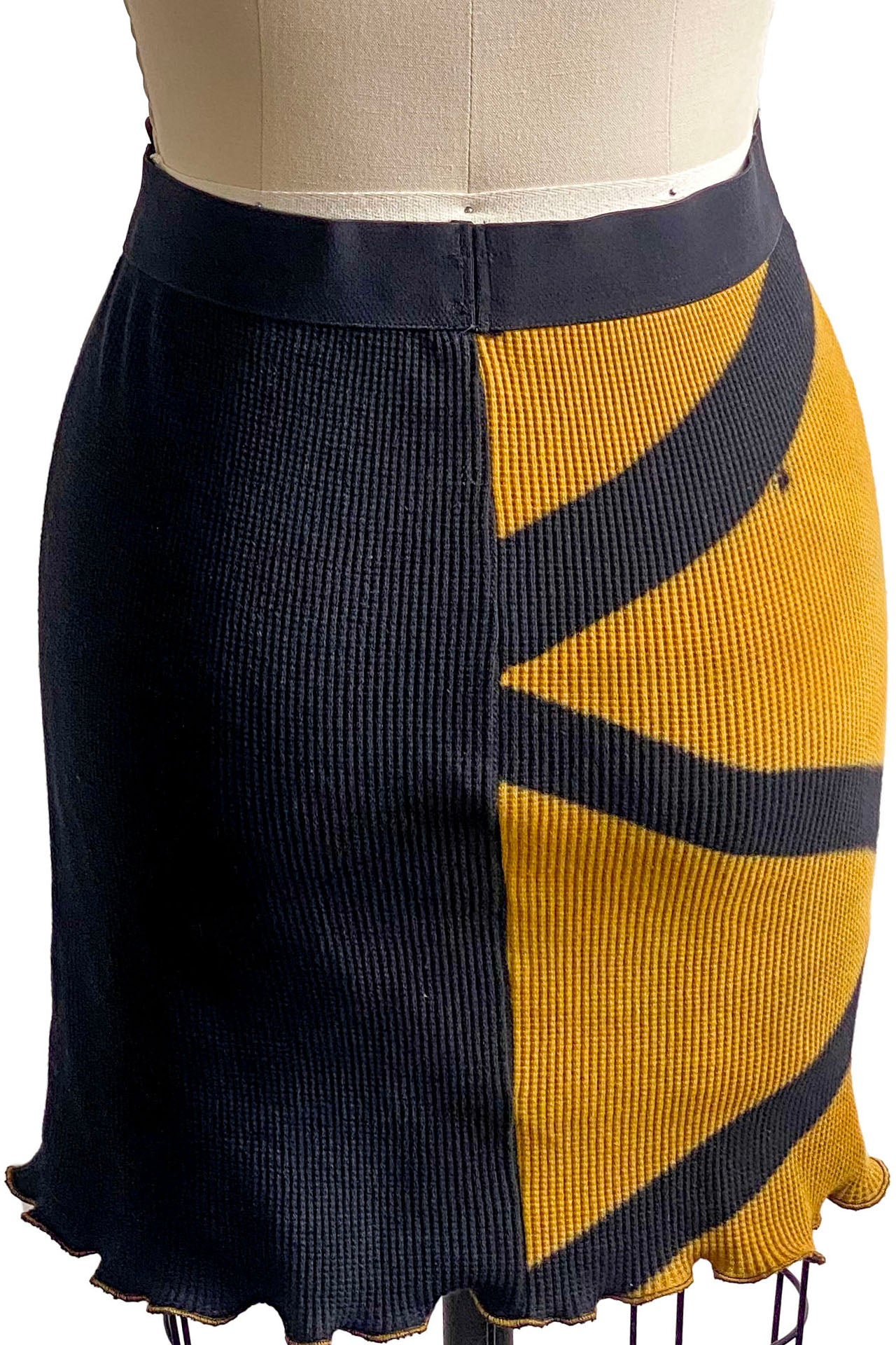 Tube Skirt | Organic Waffle Stretch Cotton | Itajimie Dye | Gold & Black | Medium
