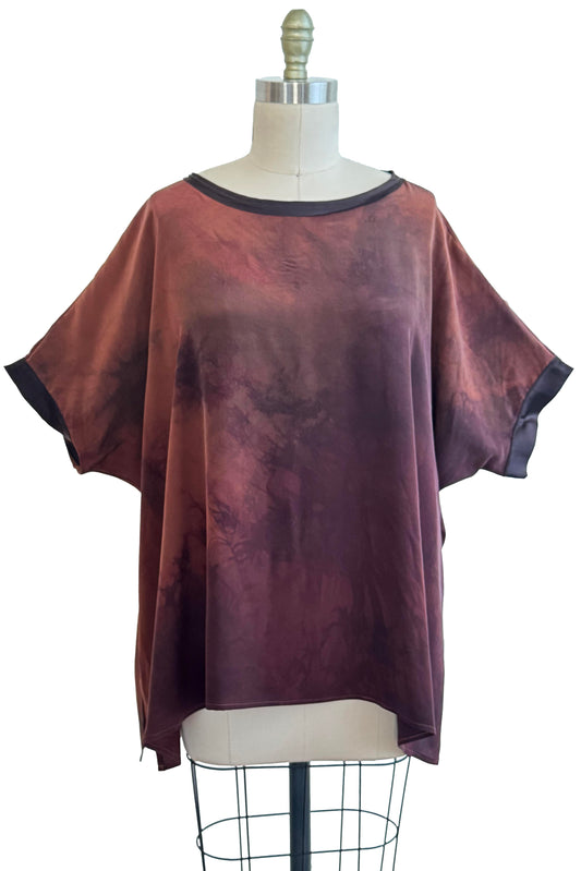 Deb Top Georgette Silk - Ombre Dyed - Brown & Burgundy