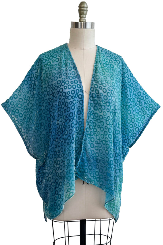 Lucianne Drape Devore Velvet - Painted - Blue