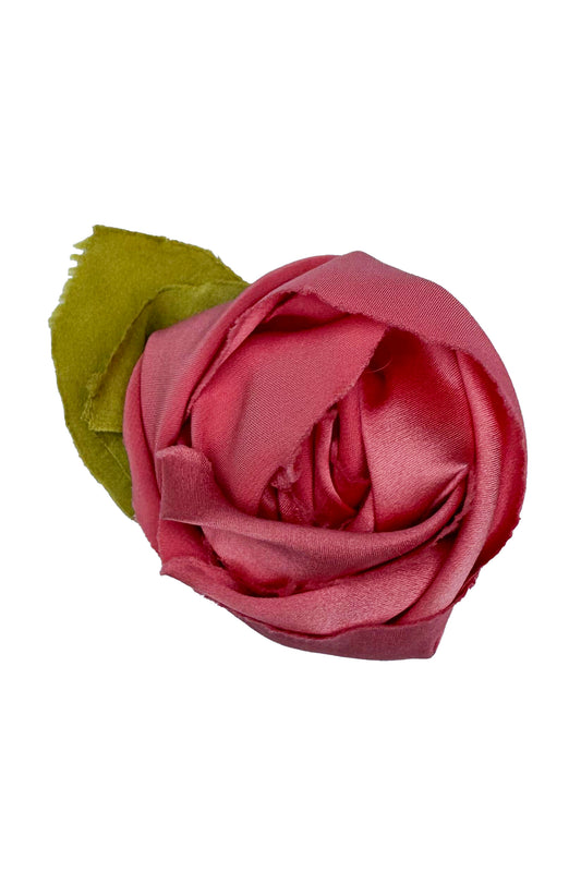 Silk Magnetic Floral Brooch - Coral Charmeuse