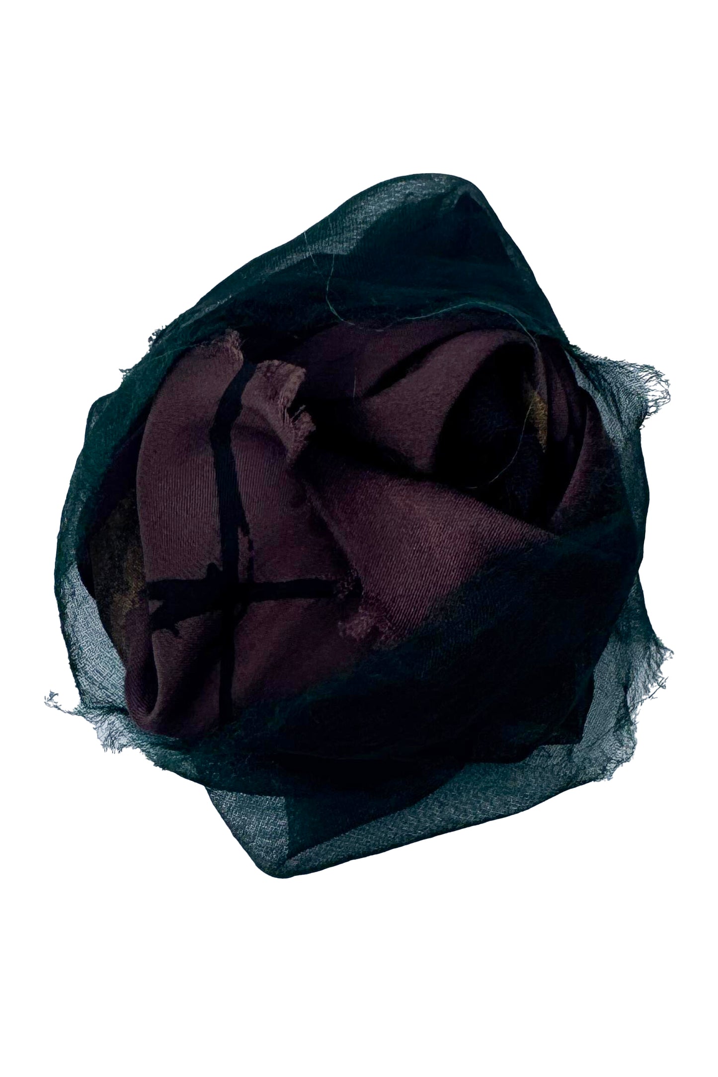 Silk Magnetic Floral Brooch - Dark Green & Mauve