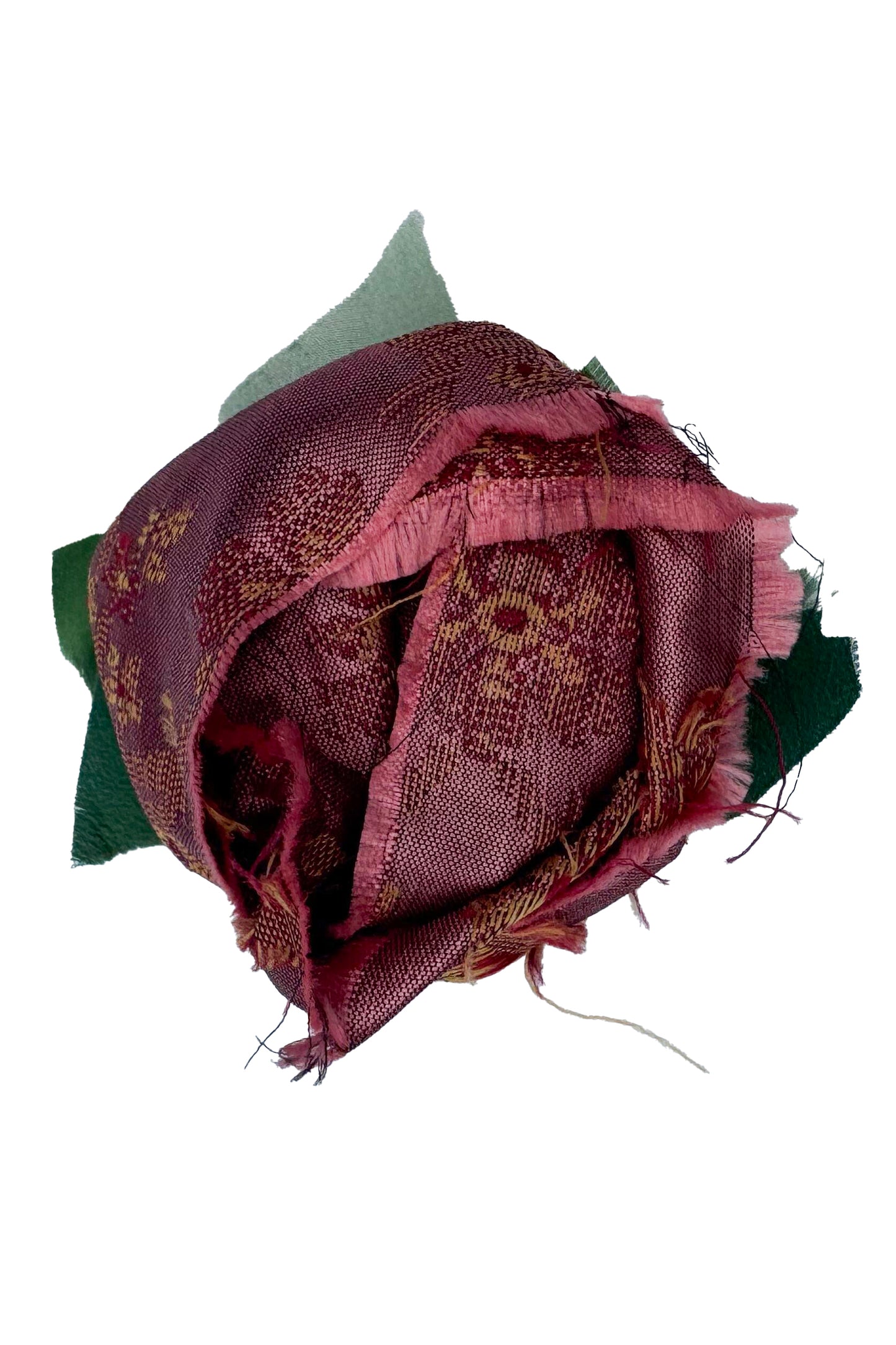 Silk Magnetic Floral Brooch - Pink Jacquard
