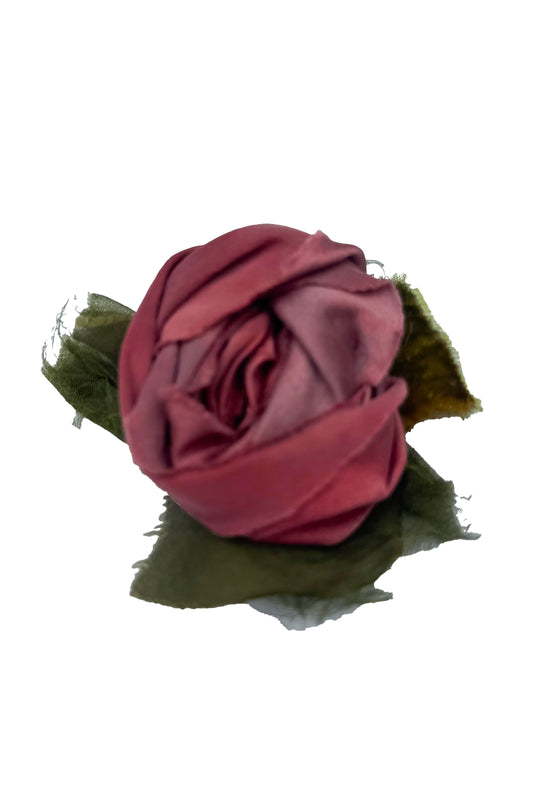 Silk Magnetic Floral Brooch - Dark Rose Pink