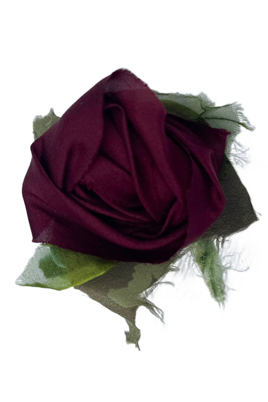 Silk Magnetic Floral Brooch - Dark Mulberry
