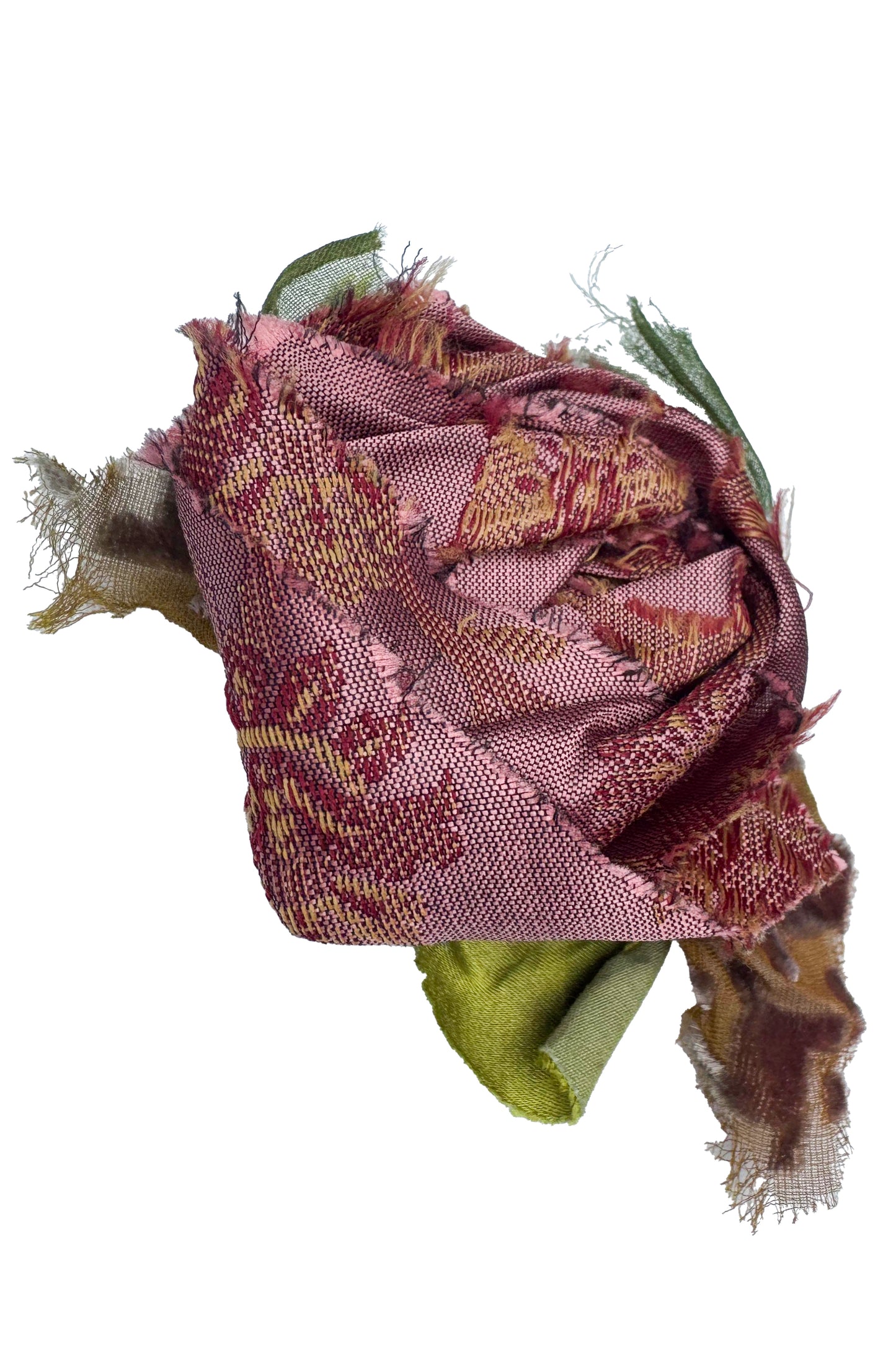 Silk Magnetic Floral Brooch - Jacquard Pink