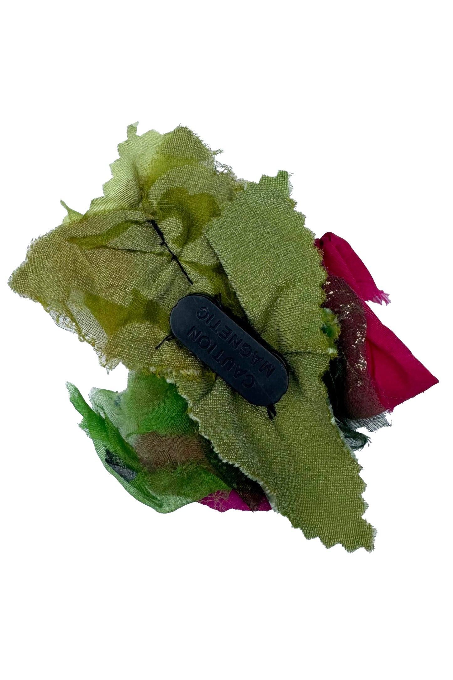 Silk Magnetic Floral Brooch - Tri-Rosette - Magenta & Fuschia