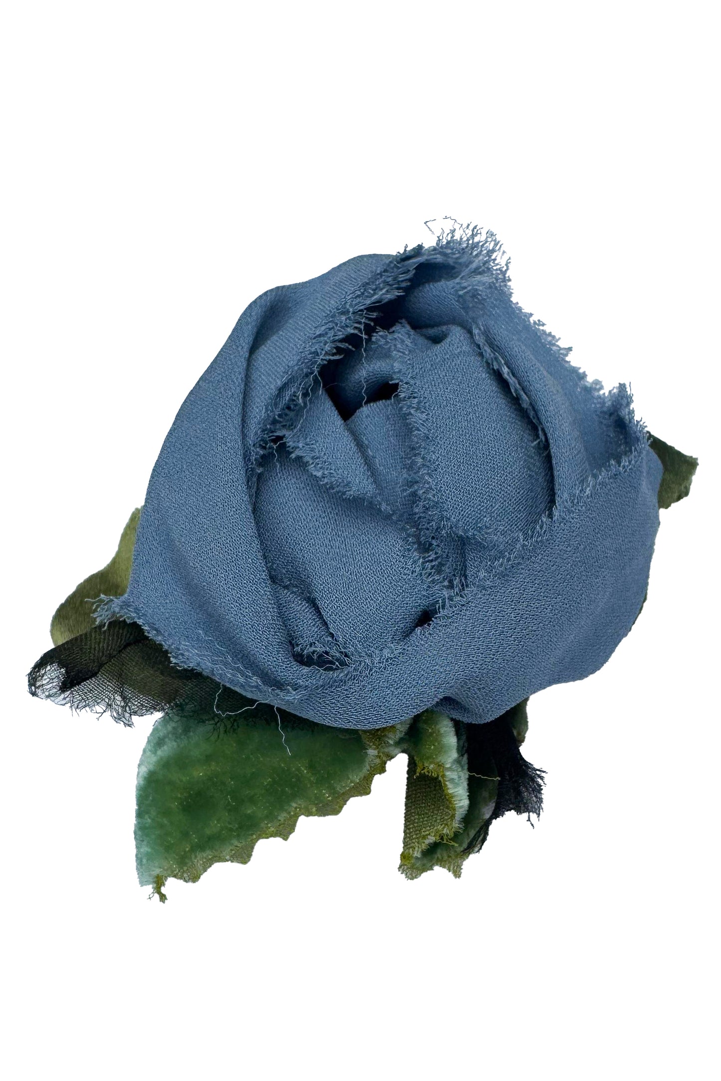 Silk & Velvet Magnetic Floral Brooch - Denim Blue