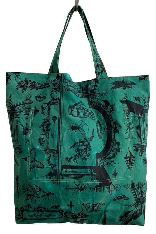 Hand Dyed & Printed Canvas Tote - Emerald Cabinet of Curiosities