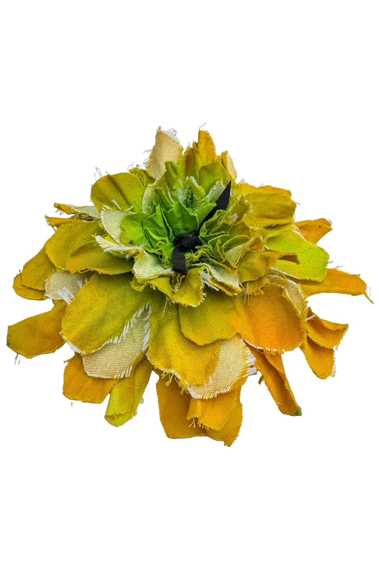 Magnetic Flower Brooch - Cotton - Yellow & Green