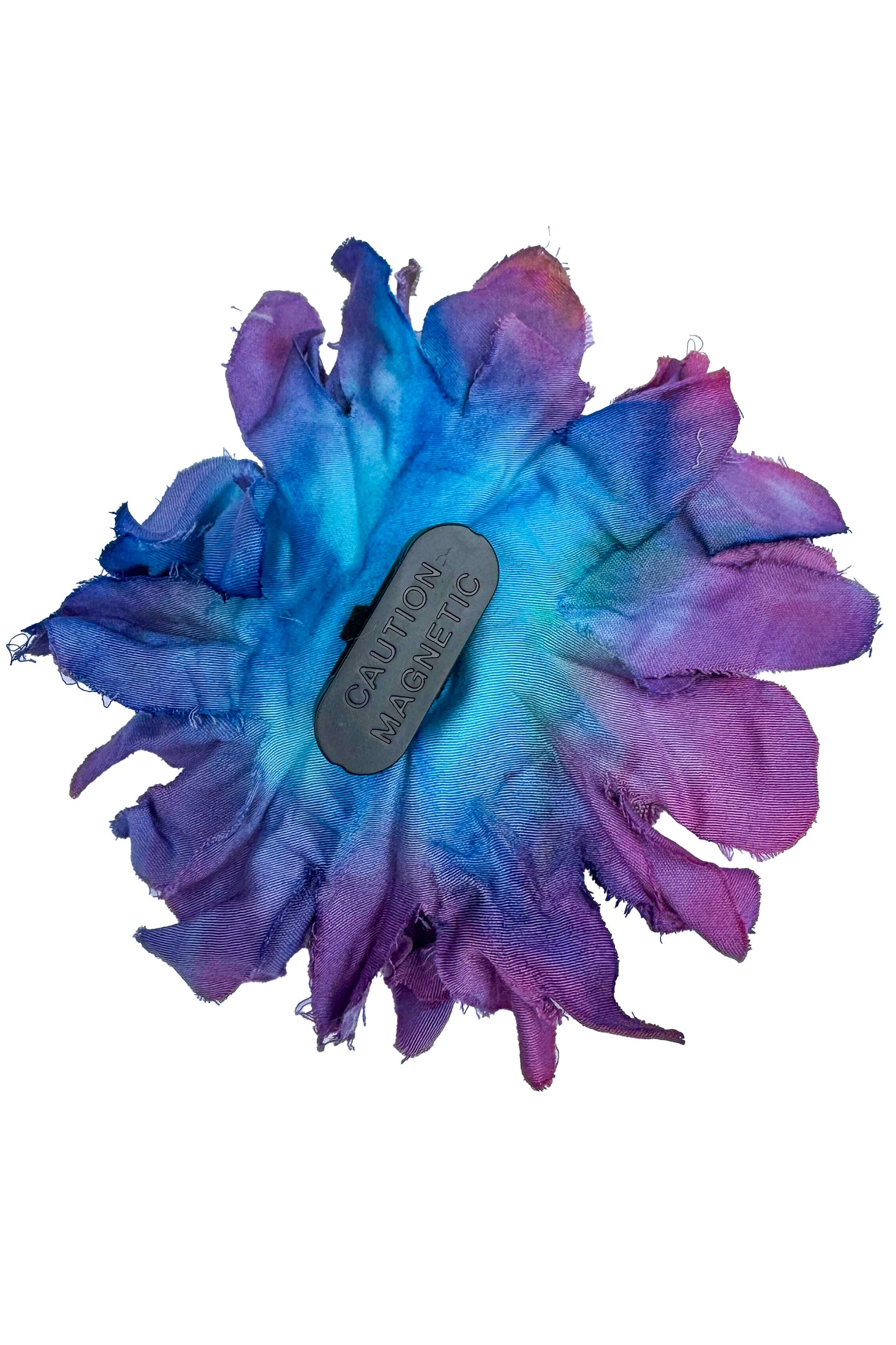 Magnetic Flower Brooch - Cotton - Blue, Turquoise & Purple