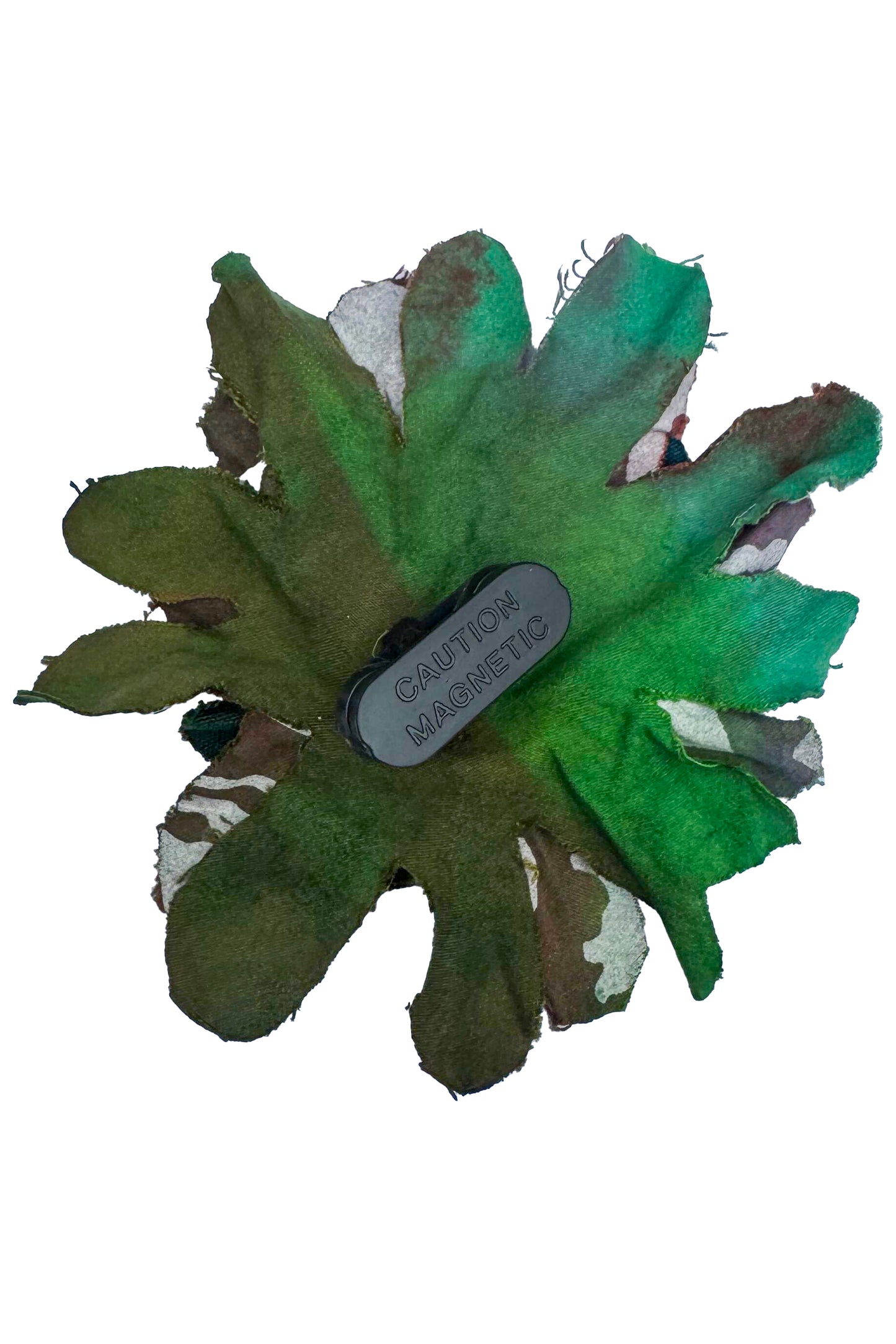 Magnetic Flower Brooch - Cotton - Green Multi