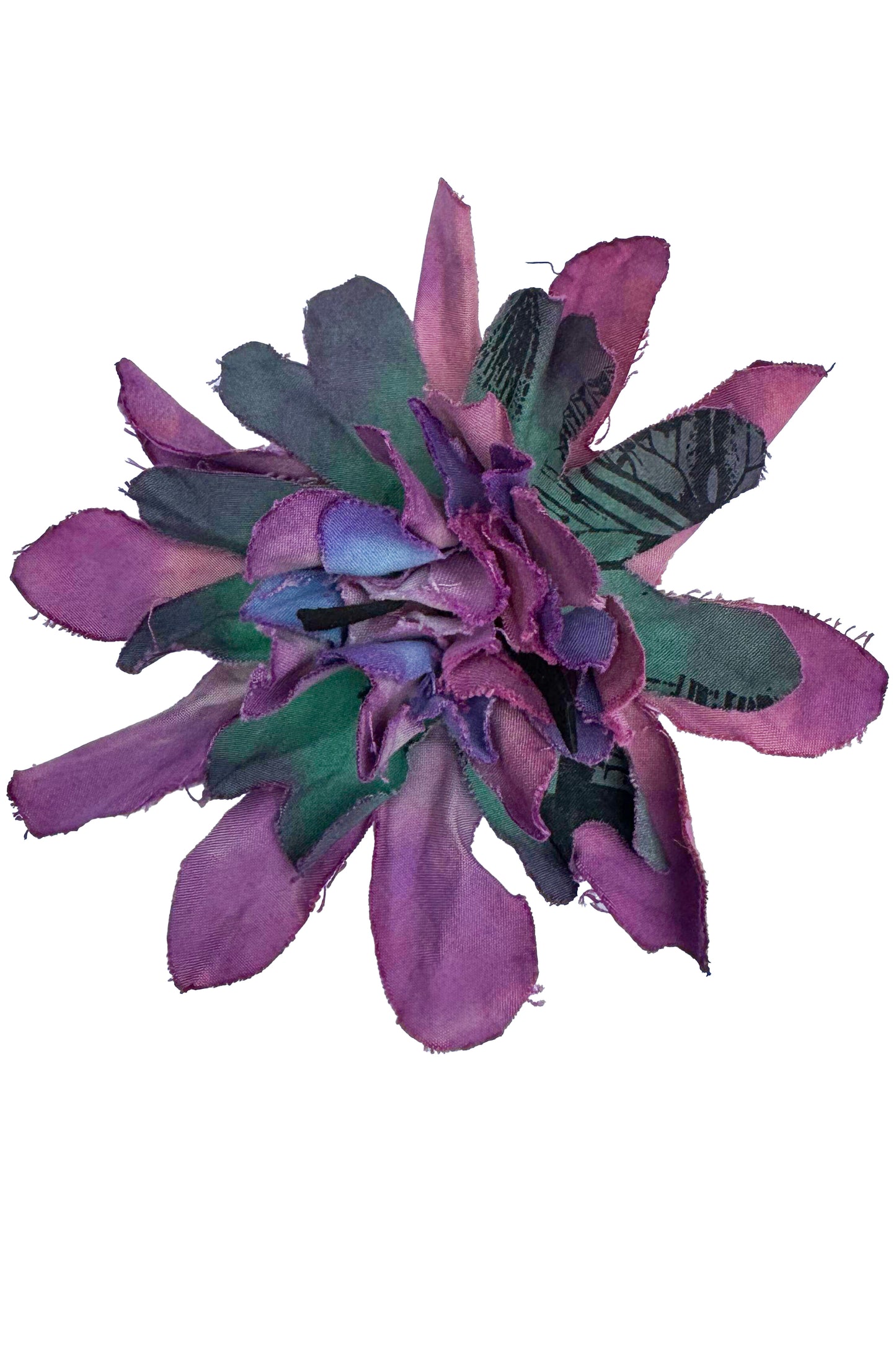 Magnetic Flower Brooch - Cotton - Purple & Dark Green