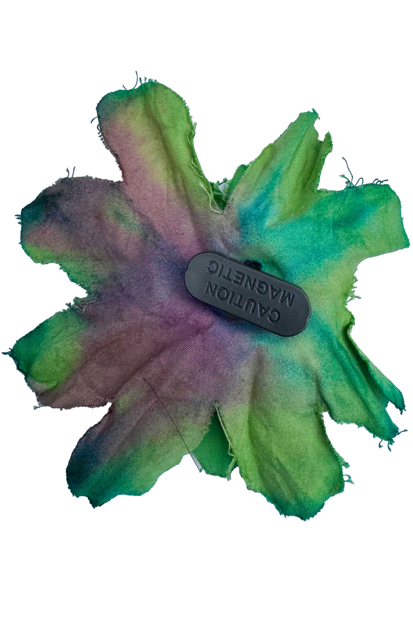 Magnetic Flower Brooch - Cotton - Bright Green & Purple