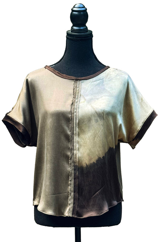 Jen Top - Silk - Dyed - Gold Green & Brown - Small