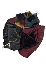 Load image into Gallery viewer, Silk &amp; Velvet Floral Brooch - Black, Maroon &amp; Gold Magnetic

