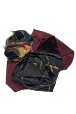 Load image into Gallery viewer, Silk &amp; Velvet Floral Brooch - Black, Maroon &amp; Gold Magnetic
