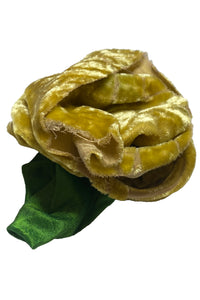 Silk & Velvet Floral Brooch - Gold & Green Magnetic