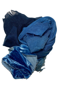 Silk & Velvet Floral Brooch - Shades of Blue Magnetic