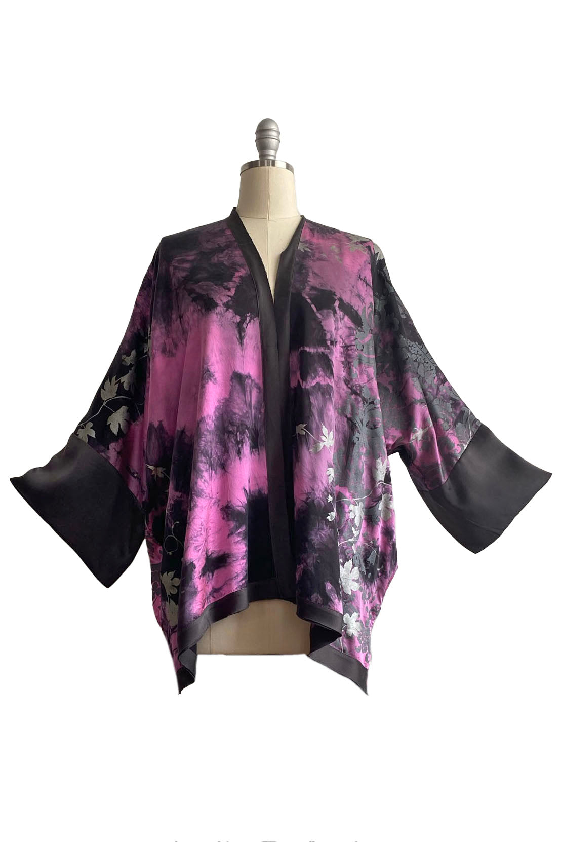 Lucianne Kimono Tie Dye w/ Hops Vine - Pink & Black